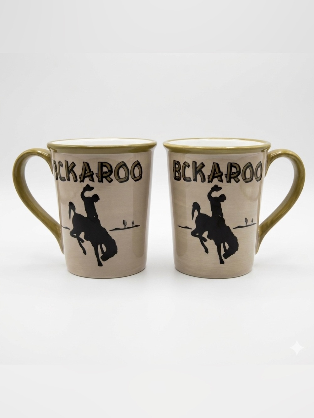 Set of 2 Sonoma Buckaroo Western Cowboy Coffee Tea Mugs Cottagecore Gifts Horses